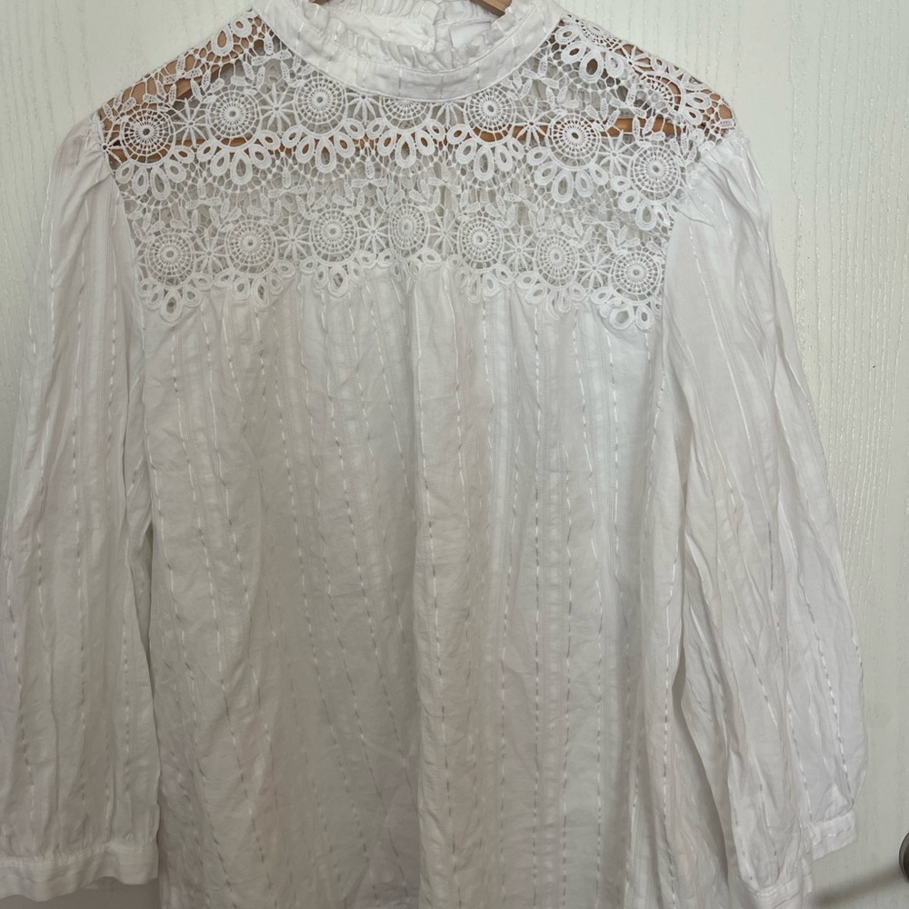 GAP White Lace Detail Blouse